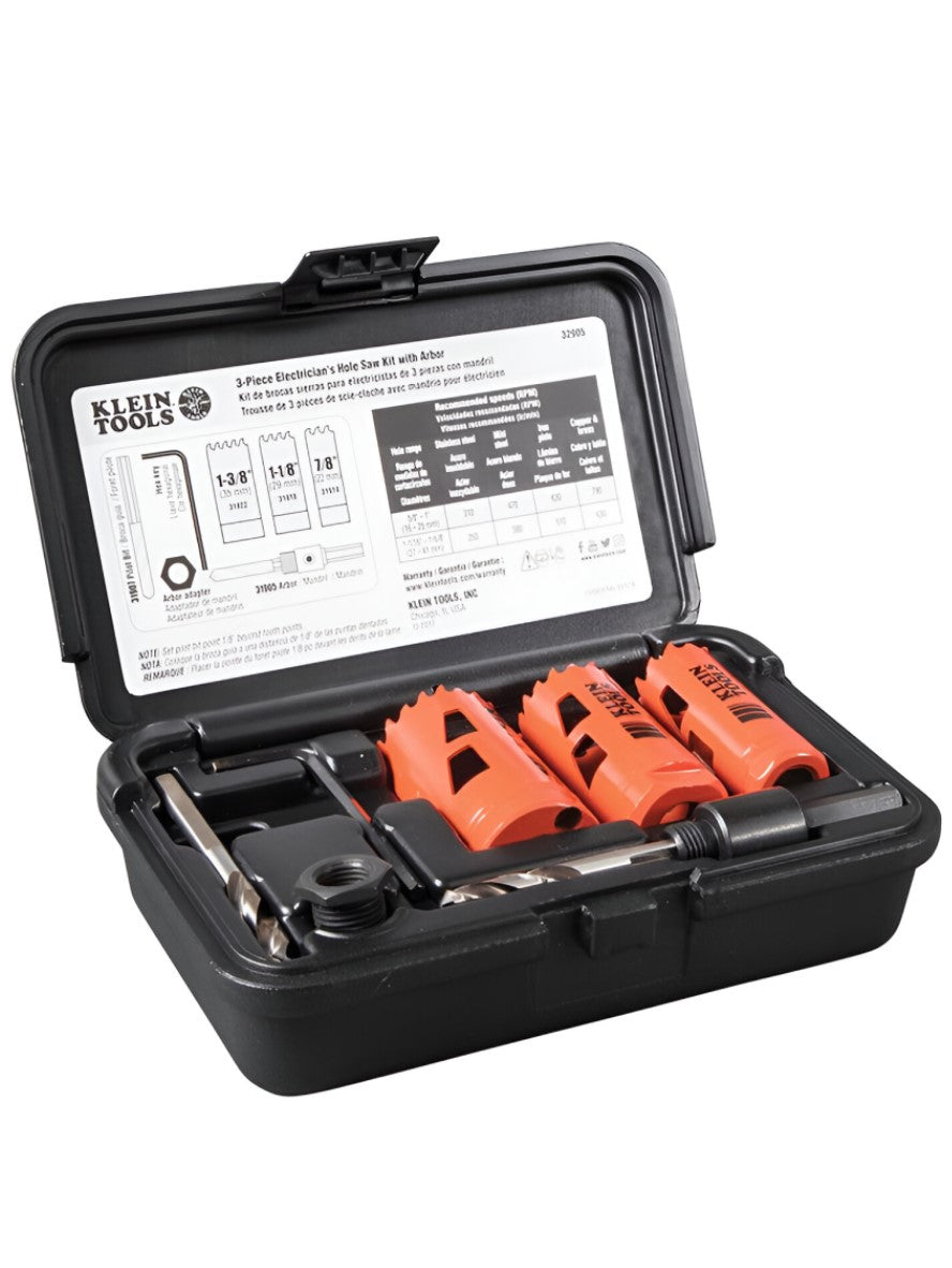 32905 Electrician's Hole Saw Kit With Arbor 3-Piece