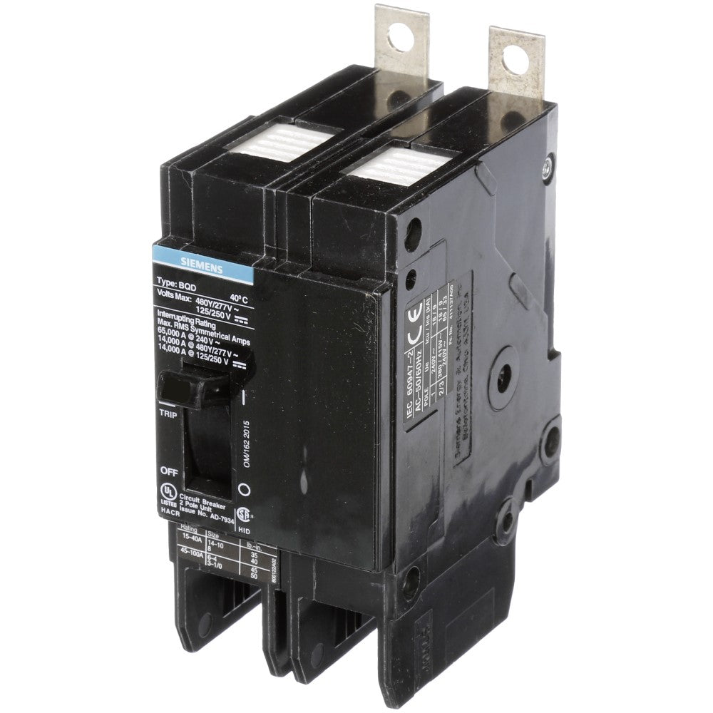 BQD215 2Pole 15A 480V Breaker Siemens