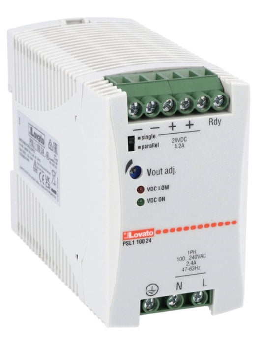 PSL110024 Din Rail Switching Power Supply, Single Phase. 24VDC, 4.2A / 100W