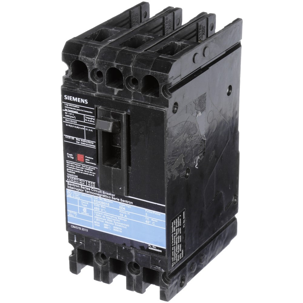 ED43B015 ED4 3Pole 15A 480VAC Breaker