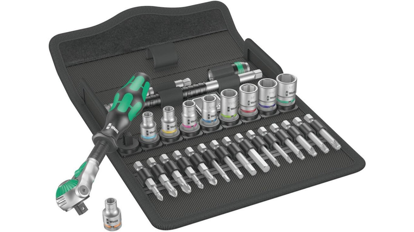 05004049001 8100 SB 9 Zyklop Speed Ratchet Set, 3/8" Drive, Imperial, 29 Pieces