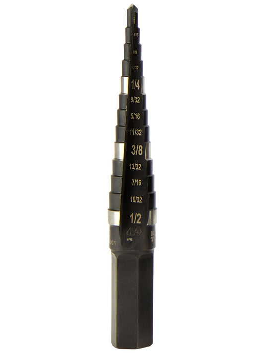 KTSB01 Step Drill Bit Double-Fluted #1, 1/8 to 1/2-Inch