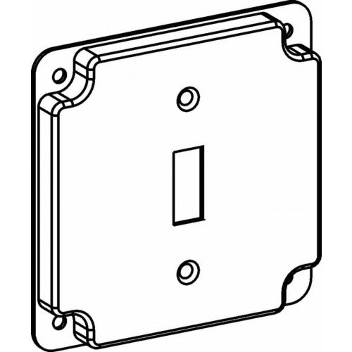 4401 RAISED 1/2”, 4” Square (4S) Toggle Switch Industrial Cover With Crushed Corner