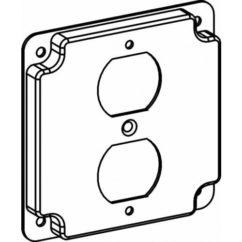 4402 RAISED 1/2”, 4” Square (4S) Duplex Receptacle Industrial Cover With Crushed Corner