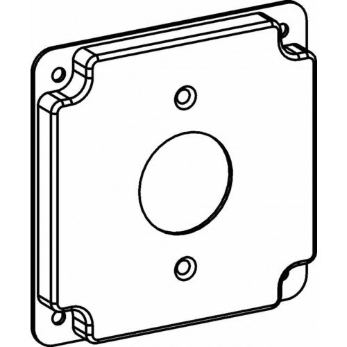4403 Raised 1/2”, 4” SQUARE (4S) 1.406” Diameter Single Receptacle Industrial Cover With Crushed Corner