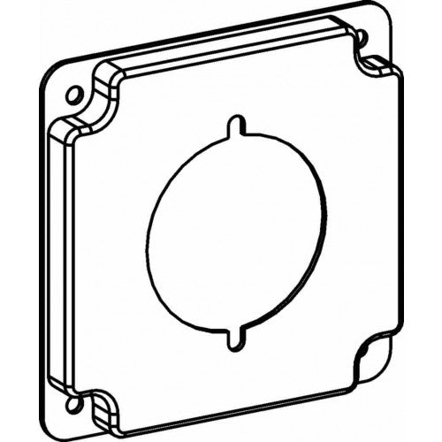 4407 Raised 1/2”, 4” Square (4S) 2.155” Diameter Power Outlet Industrial Cover With Crushed Corner