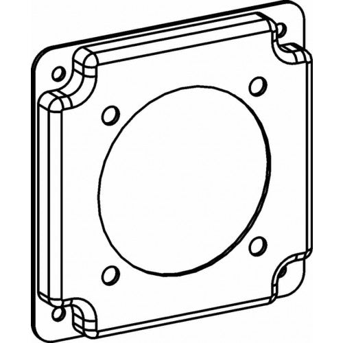 4408 Raised 1/2”, 4” Square (4S) 2.625” Diameter Power Outlet Industrial Cover With Crushed Corner