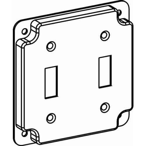 4411 Raised 1/2”, 4” Square (4S) 2 Toggle Switches Industrial Cover With Crushed Corner