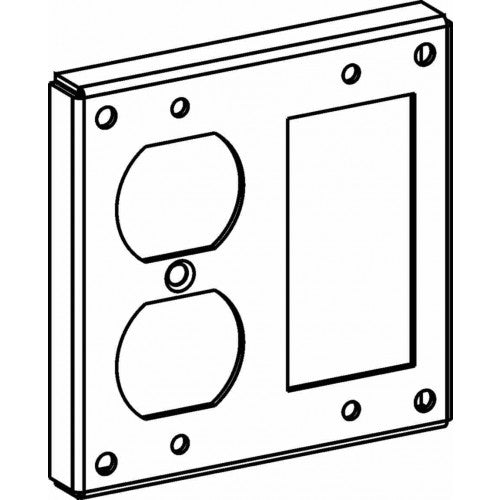 4424 Raised 1/2”, 4” Square (4S) GFCI / Duplex Receptacle Industrial Cover