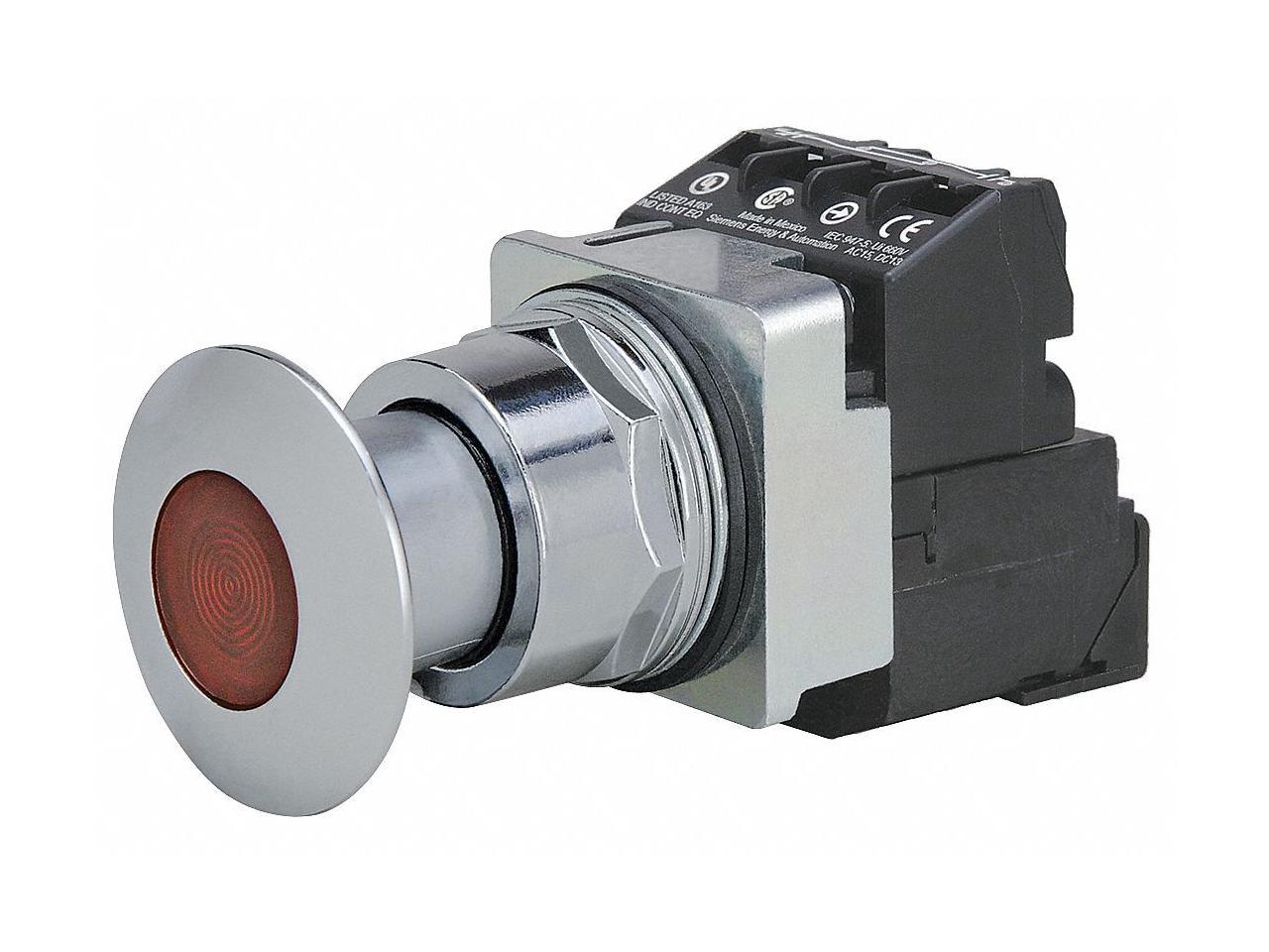 52PP2E2A Push Pull 300MM Mush Head Illuminated Pushbutton 120VAC