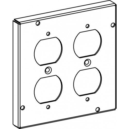 5522 Raised 1/2”, 4-11/16” Square (5S) 2 Duplex Receptacles Industrial Cover