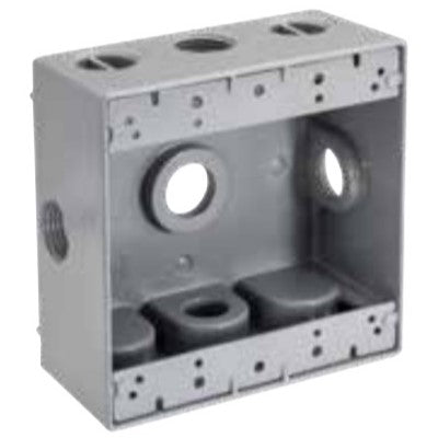 1/2" 5 Hole, Side Opening, Double Gang Weatherproof Box