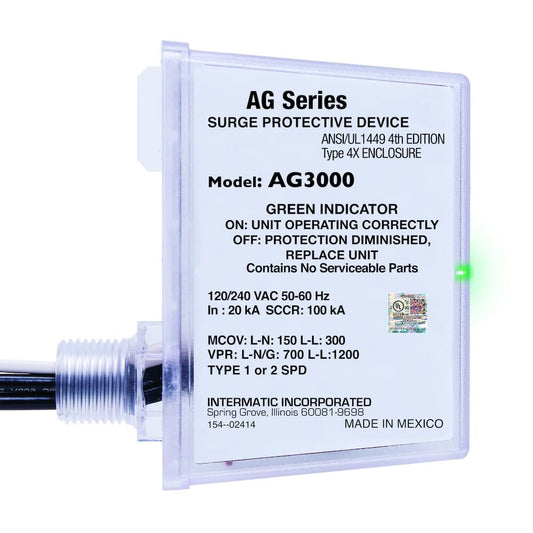 AG3000 Surge Protective Device, 3-Mode, 120/240 VAC 1Ph, Type 1 or Type 2, Outdoor, Connected Equipment