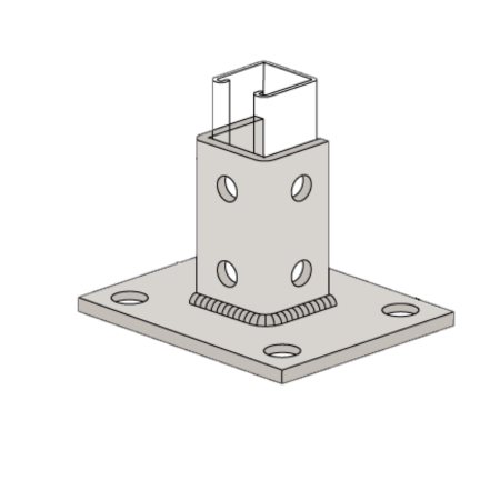 Ten-Hole Post Base Single Channel Tall Clevis