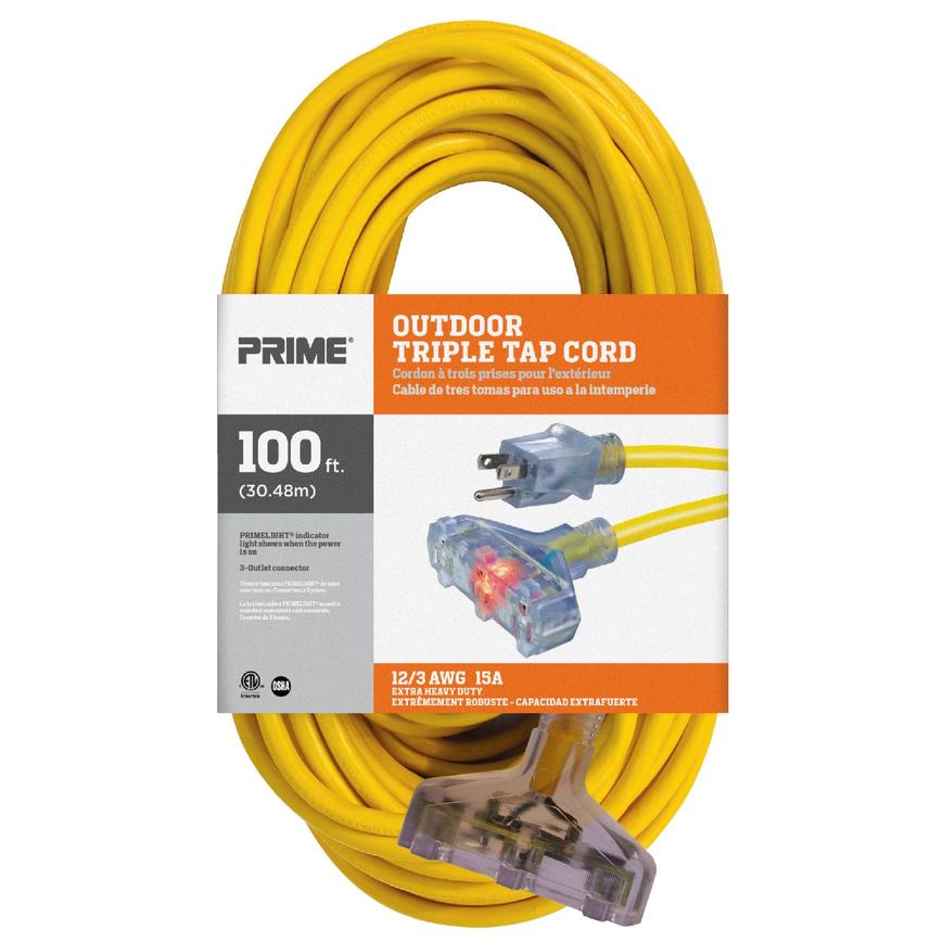 EC611835 100ft 12/3 SJTW Jobsite 3-Outlet Extension Cord